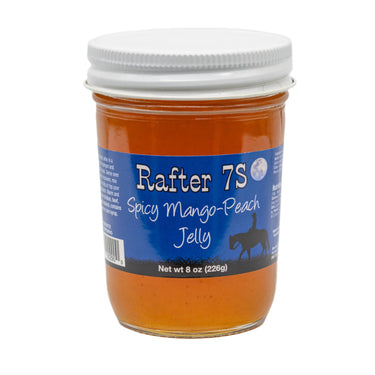 Spicy Mango-Peach Jelly | 8 oz. | Jelly With Spice | Fresh Blend Of Mango and Peach | Made in Paxton, NE | Rafter 7S